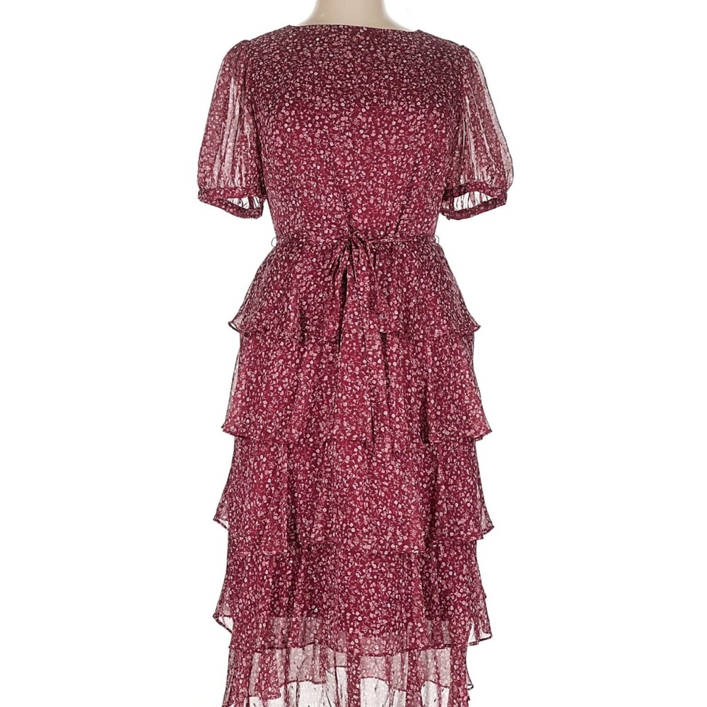 Rachel Parcell tiered burgundy midi dress